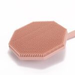 LMZ373 Wholesale Long-handled Octagonal Silicone Body Scrubber Shower Brush